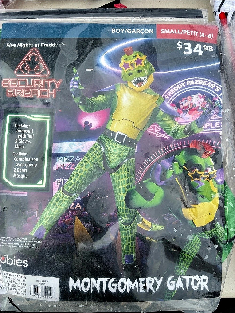 Five Nights at Freddy's Montgomery Gator Halloween Costume Boys Size Small NWT